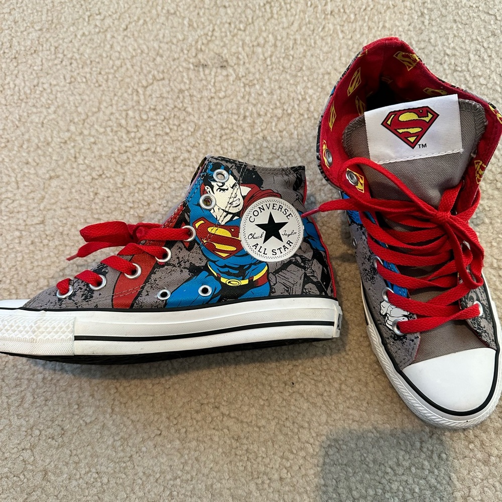 Y2K vintage Limited Edition Converse Superman High Top Sneakers - Red/Gray/Blue
